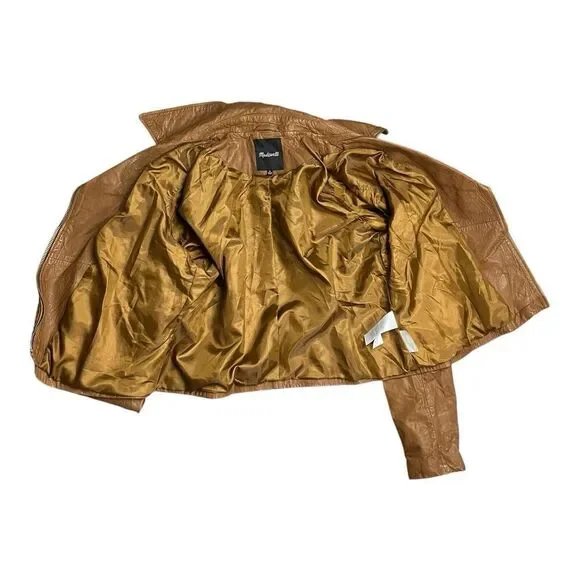 Madewell Jacket WMNS XL Brown Washed Lamb Leather Motorcycle Luxury NC112 $525